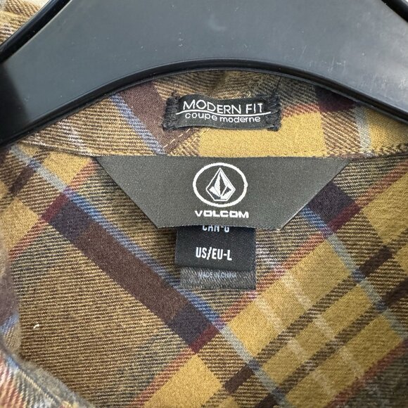 Volcom Mens Caden Button Up Plaid Flannel Shirt Size Large L/S Modern Fit - Picture 4 of 8